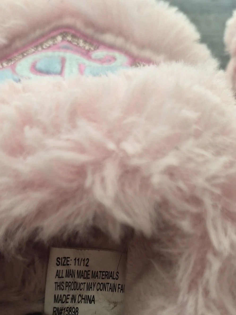 Barbie Pink Fuzzy Heart Slip-On Slippers Size 11/12